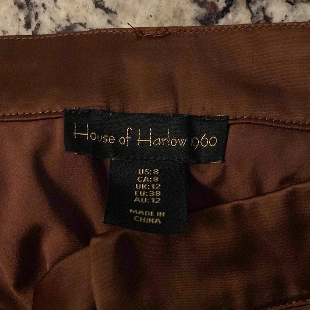 House of Harlow 1960 Chocolate Brown Satin Cargo Pants 8 - Picture 9 of 9